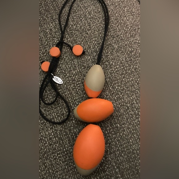 SYLCA Orange & Gray Pendant Necklace - Picture 4 of 5